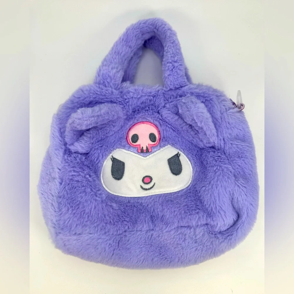 Sanrio Fuzzy Kuromi Mini Handbag Purple with Fuzzy Ears NO STRAP!6 Inch